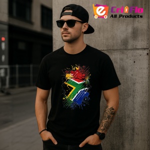 Tricou South Africa Steag Splash Art, Copii | Dama | Barbat, culoare negru - Img 6
