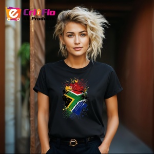 Tricou South Africa Steag Splash Art, Copii | Dama | Barbat, culoare negru - Img 12