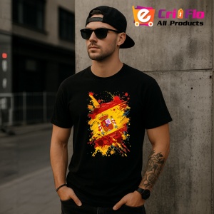 Tricou Spain Steag Splash Art, Copii | Dama | Barbat, culoare negru - Img 7