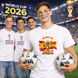 Tricou Spain World Cup 2026 Fifa V2, din bumbac 100%, tricou alb, Copii | Dama | Barbat - Img 7