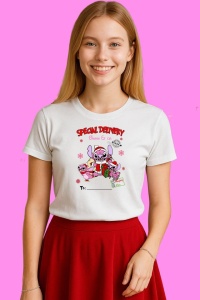 Tricou Special Delivery Prieten Extraterestru Cu Cadouri 2, din bumbac 100%, tricou alb, Copii | Dama | Barbat - Img 3