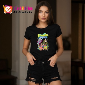Tricou Spongebob echipa de personaje subacvatice langa krusty krab in aventura animata, Copii | Dama | Barbat , tricou negru - Img 7