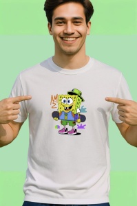 Tricou SpongeBob Stil colorat cu palarie verde si ghete funky Copii | Dama | Barbat - Img 3