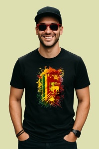Tricou Sri Lanka Steag Splash Art, Copii | Dama | Barbat, culoare negru - Img 2