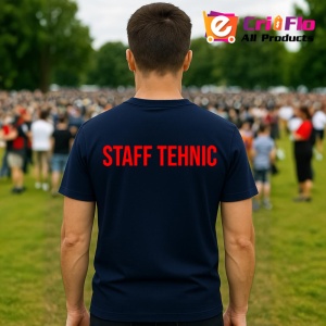 Tricou STAFF TEHNIC, Personalizat | Unisex Dama si Barbat, Albastru Inchis - Img 4