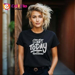 Tricou Start Today Not Tomorrow, din bumbac 100%, tricou negru, Dama | Barbat - Img 6