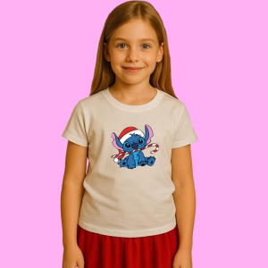 Tricou Stitch Cu Baston Dulce Craciun, din bumbac 100% Copii | Dama | Barbat - Img 2