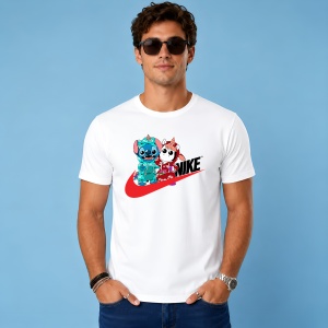 Tricou Stitch Si Angel Hypebeast Style Logo Rosu Albastru Urban, din bumbac 100% Copii | Dama | Barbat - Img 2