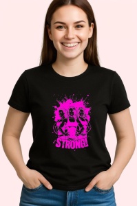 Tricou Strong Fete Fitness Roz, Copii | Dama | Barbat, culoare negru - Img 4