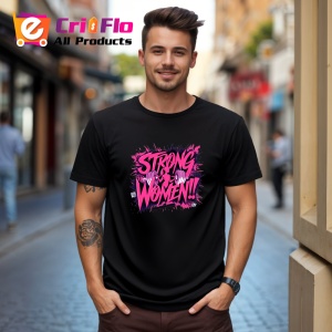 Tricou Strong Women Text Roz Motivational, Copii | Dama | Barbat, culoare negru - Img 5