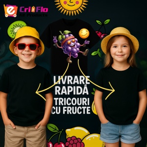 Tricou Strugure amuzant de vara caldura, Fructe, Copii | Dama, culoare negru - Img 6