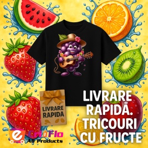 Tricou Strugure amuzant de vara cantaret, Fructe, Copii | Dama, culoare negru - Img 12
