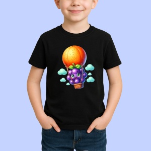 Tricou Strugure amuzant de vara cu balonul cu aer, Fructe, Copii | Dama, culoare negru