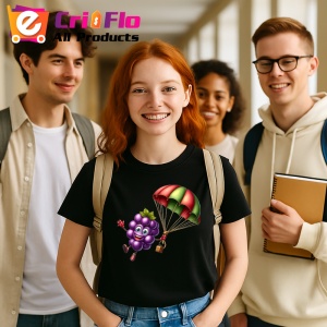 Tricou Strugure amuzant de vara cu pistol de apa, Fructe, Copii | Dama, culoare negru - Img 10