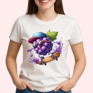 Tricou Strugure amuzant de vara cu skateboard, Fructe, Copii | Dama - Img 2