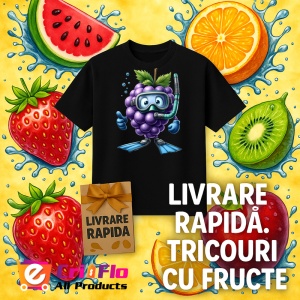 Tricou Strugure amuzant de vara scafandru, Fructe, Copii | Dama, culoare negru - Img 12