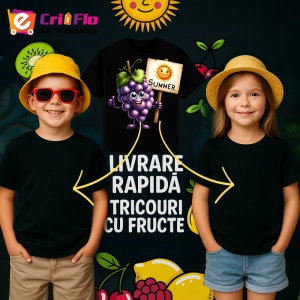 Tricou Strugure amuzant de vara summer, Fructe, Copii | Dama, culoare negru - Img 6