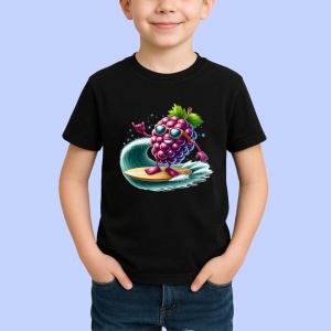 Tricou Strugure amuzant de vara surfing, Fructe, Copii | Dama, culoare negru