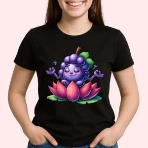 Tricou Strugure amuzant de vara yoga, Fructe, Copii | Dama, culoare negru - Img 2