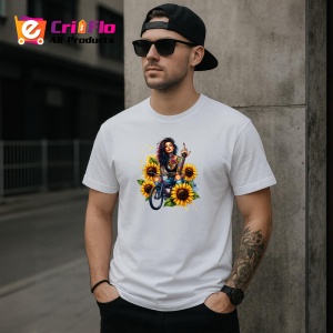 Tricou sunflower unicycle rebel girl, fata rebela cu monociclu si floarea soarelui, Copii | Dama | Barbat - Img 4