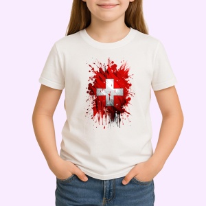 Tricou Switzerland Steag Splash Art, Copii | Dama | Barbat - Img 3
