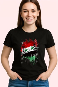 Tricou Syria Steag Splash Art, Copii | Dama | Barbat, culoare negru - Img 4