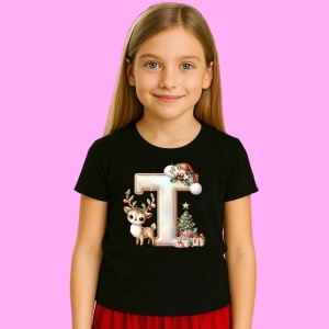 Tricou T Litere Craciun Cu Ren, Brad, Luminite Si Cadouri, din bumbac 100% Copii | Dama | Barbat - Img 2