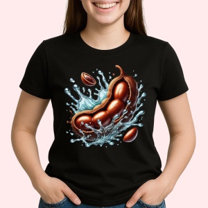 Tricou Tamarind si explozie exotica, Fructe, Copii | Dama, culoare negru - Img 2