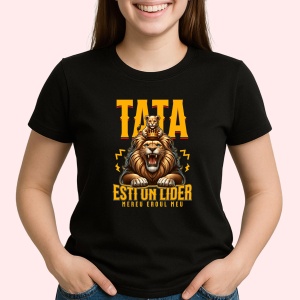 Tricou Tata esti un lidere, Mereu Eroul meu Negru, Copii | Dama | Barbat - Img 3