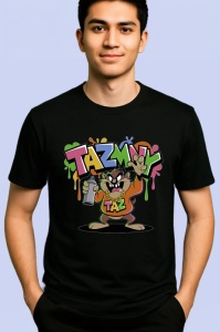 Tricou Taz – Skate Vibes & Drink, ținută galbenă urbană și atitudine cool Copii | Dama | Barbat Barbat - Img 8