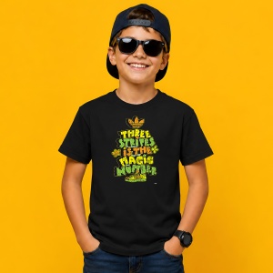 Tricou Three Stripes Magic Number Tipografie Verde Urban Design, din bumbac 100%, tricou negru, Copii | Dama | Barbat - Img 3