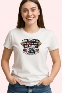 Tricou Tine Distanta Am 40 De Tone De Nervi Camion Amuzant V1, din bumbac 100% , tricou alb pentru Dama | Barbat - Img 2