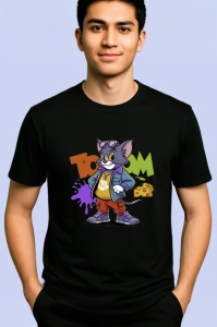 Tricou Tom – Dope Style cu geacă albastră, teniși roșii și grafitti de fundal Copii | Dama | Barbat Barbat - Img 5