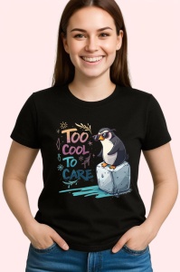 Tricou Too Cool To Care Pinguin Pe Gheata, Copii | Dama | Barbat, culoare negru - Img 5