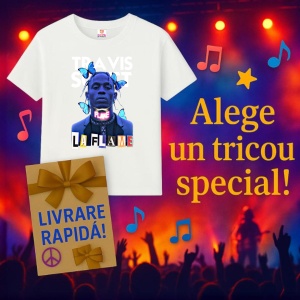 Tricou Travis Scott - La Flame si fluturi albastrii, muzica Hip-Hop / Emo Rap, Dama | Barbat | Copii - Img 11