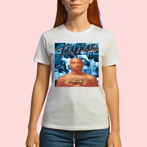 Tricou Tupac calm orange background, muzica POP, Dama | Barbat | Copii