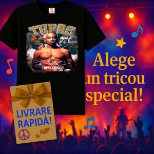 Tricou Tupac Classic Pose Gold, muzica Pop Rock, Dama | Barbat | Copii, Culoare Negru - Img 11