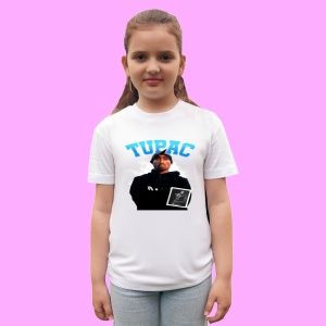 Tricou Tupac Hoodie Blue Logo, muzica Pop, Dama | Barbat | Copii - Img 3