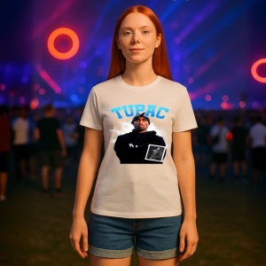 Tricou Tupac Hoodie Blue Logo, muzica Pop, Dama | Barbat | Copii - Img 8