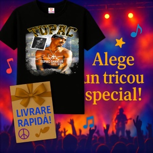 Tricou Tupac Microphone Performance, muzica Nu Metal, Dama | Barbat | Copii, Culoare Negru - Img 7
