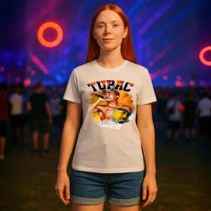 Tricou Tupac Orange Background, muzica Not Applicable, Dama | Barbat | Copii - Img 8