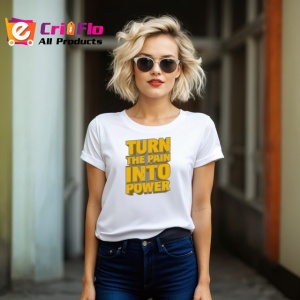 Tricou Turn The Pain Into Power Text Galben Bold, din bumbac 100% , tricou alb pentru Copii | Dama | Barbat - Img 8