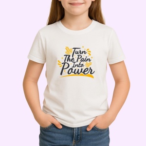 Tricou Turn The Pain Into Power Text Motivational, din bumbac 100% , tricou alb pentru Copii | Dama | Barbat