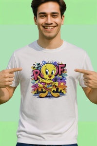 Tricou Tweety rooff freestyle microfon galben si splash de culoare Copii | Dama | Barbat Barbat - Img 2