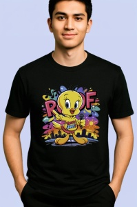 Tricou Tweety rooff freestyle microfon galben si splash de culoare Copii | Dama | Barbat Barbat - Img 5