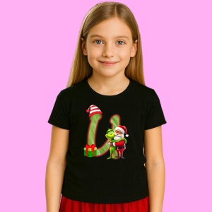 Tricou U Litere Craciun Cu Mos Si Grinch, din bumbac 100% Copii | Dama | Barbat
