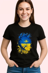 Tricou Ukraine Steag Splash Art, Copii | Dama | Barbat, culoare negru - Img 3