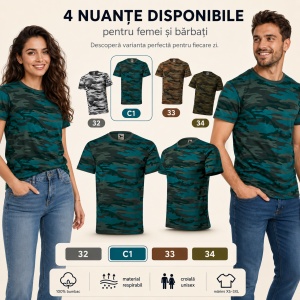 Tricou Unisex Camuflaj din 100% Bumbac, 160 g/m², Mărimi XS–3XL - Img 6