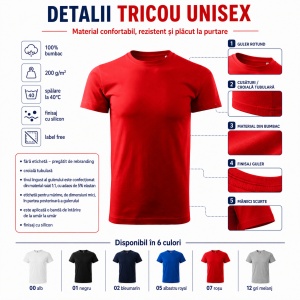Tricou Unisex Damă/Bărbat Heavy New Free F37 – 100% Bumbac, Label Free, 200 g/m², XS–3XL - Img 3