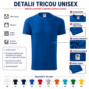 Tricou unisex damă și bărbat Malfini Element 145, 100% bumbac, 180 g/mp, XS–4XL - Img 8